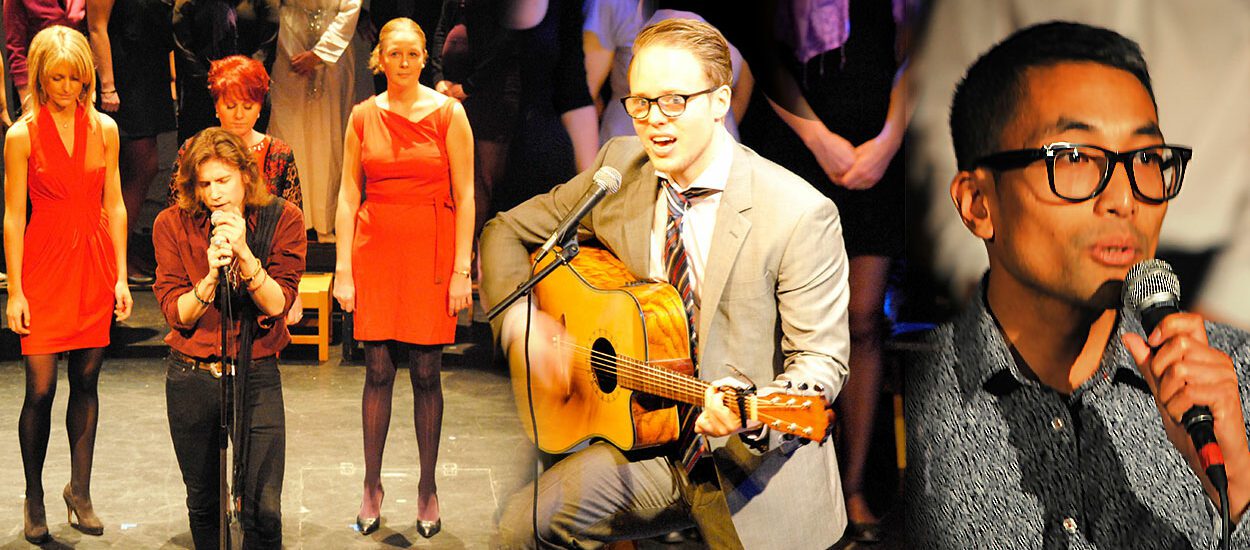 Sångelever sjunger på Boulevardteatern